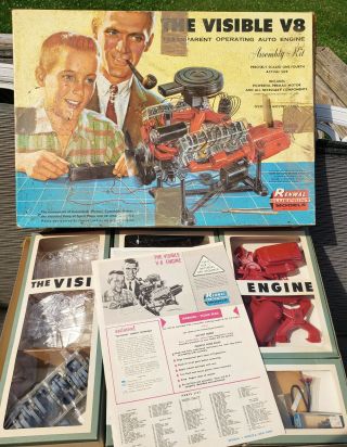 1960 Renwal The Visible V - 8 Transparent Operating Auto Engine -