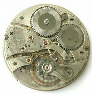 12s - Antique 1923 Waltham Riverside Hand Winding Pocket Watch Movement,  19 J.
