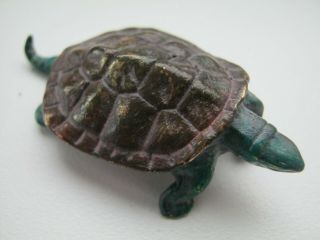 Fabulous Cold Painted Miniature Bronze Of Tortoise - Vienna Style