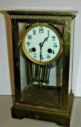 Antique H H French 8 Day Chime Clock Crystal Regulator Parts Repair