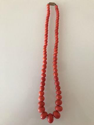 Antique Victorian Natural Coral Bead Necklace For Restringing