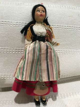 Vintage Post Wwii Lenci Felt Dress Doll 9” Made In Italy