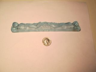 C6 Vintage Art Deco Glass Naked Lady Emblems Nude Women Blue Frosted Glass