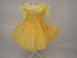 Vintage Lace Trimmed Yellow Checked Dress For 10 Fashion Doll Lmr Jill Toni