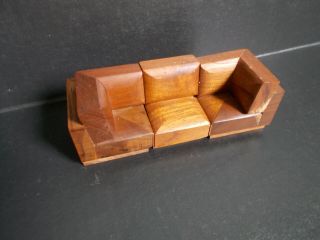 Vintage Wood Block Sectional Couch Sofa Dollhouse Furniture