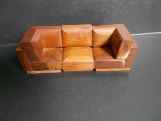 Vintage Wood Block Sectional Couch Sofa Dollhouse Furniture 2
