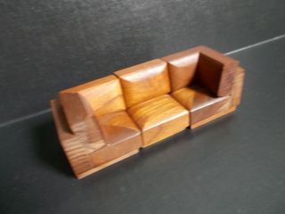 Vintage Wood Block Sectional Couch Sofa Dollhouse Furniture 4