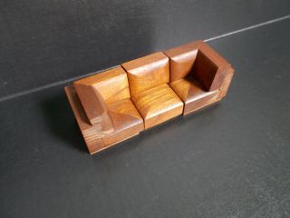 Vintage Wood Block Sectional Couch Sofa Dollhouse Furniture 5