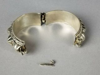 Antique Ethnic Tribal Indian Rajasthan Solid Silver Hand Crafted Spike Bracelet 3