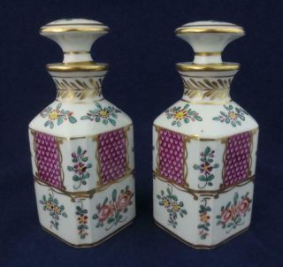 Antique EDME SAMSON France 2 PERFUME BOTTLES,  TRINKET BOX Hand Painted Porcelain 3