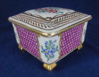 Antique EDME SAMSON France 2 PERFUME BOTTLES,  TRINKET BOX Hand Painted Porcelain 8