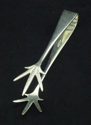 Large Heavy Vintage Bird Claw Style Sugar Tongs 6 " Silver Plated Sheffield Epns