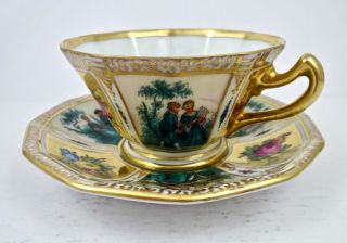 Antique Dresden Demitasse Cup & Saucer Carl Thieme Meissen Style 2