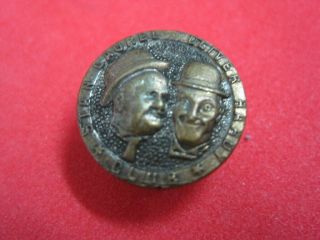 Antique Brooch Pin Buttonhole Club Stan Laurel And Oliver Hardy Metal