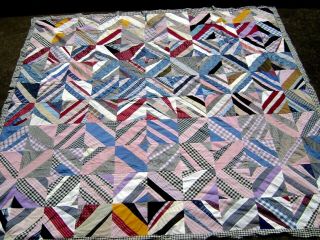 Charming Vintage Quilt Topper Hand Sewn Cotton 77 " X 82 "