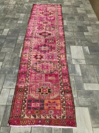 Turkish Wool Runner,  Vintage Hand Knotted Soft Pile 9 