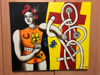 Fernand Leger French Artist Oil Painting On Canvas Signed 27.  5  X 24