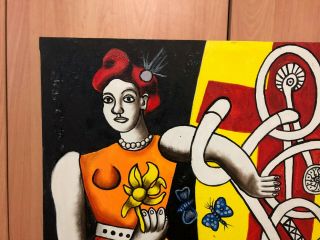 FERNAND LEGER FRENCH ARTIST OIL PAINTING ON CANVAS SIGNED 27.  5  X 24 2