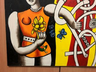 FERNAND LEGER FRENCH ARTIST OIL PAINTING ON CANVAS SIGNED 27.  5  X 24 4