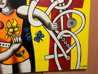 FERNAND LEGER FRENCH ARTIST OIL PAINTING ON CANVAS SIGNED 27.  5  X 24 5