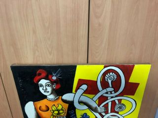 FERNAND LEGER FRENCH ARTIST OIL PAINTING ON CANVAS SIGNED 27.  5  X 24 6
