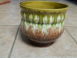Antique French Majolica Art Deco Planter,  Pot With Shell Design Mold