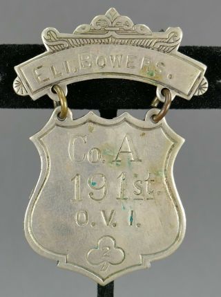 Fine Antique Co A 191st Ohio Volunteer Infantry Civil War Dog Tag Id Badge