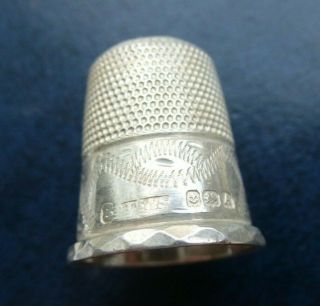 Ornate Antique Solid Silver James Swann Thimble Birmingham Hallmark 1925