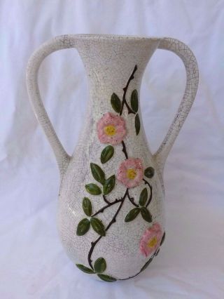 Mid Century Enchanto Co.  California Art Pottery Double Handled Vase,  Signed