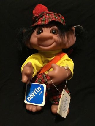 Vintage 1977 9” Thomas Dam Made In Denmark Norfin Golfer Posable Troll Doll