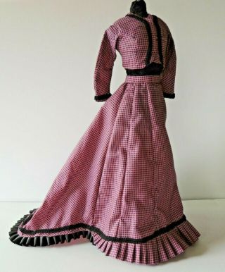 Vintage Doll 2 Piece Victorian Style Dress 19 " - 20 " Slender Doll - Hand Stitched