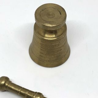 Antique Mini Brass Mortar & Pestle Alchemist Medicine Pill Crusher Vintage 4
