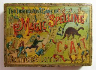 Antique The Instructive Game Of Magic Spelling Victorian Box Mcloughlin Bros Toy