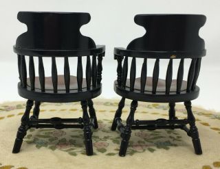 Vintage Dollhouse Miniature Wood Hand Painted Captain Chairs Furniture 5