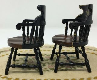 Vintage Dollhouse Miniature Wood Hand Painted Captain Chairs Furniture 6