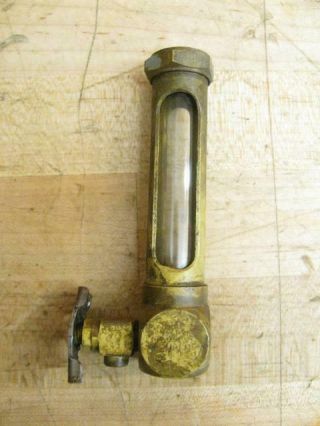Antique Vintage Hit & Miss Gas Engine Brass Essex Oil Level Sight Glass