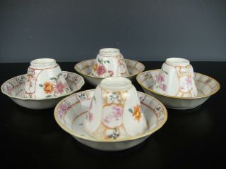 Set Of Four Chinese Porcelain Cups&Saucers - Flowers - 18th C.  Qianlong 10
