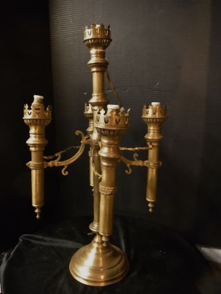 Unique Antique Brass Victorian Candelabra Removable Spring Candle Holders Gothic