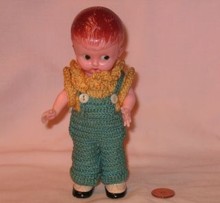 Vintage Celluloid Doll With Crocheted Clothes; By Knickerbocker