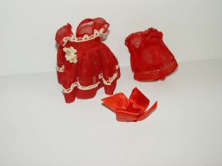 Estate Old Vintage Vogue Ginny Doll Red Dress & Bloomers Undies Outfit 28