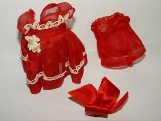 Estate Old Vintage Vogue Ginny Doll Red Dress & Bloomers Undies Outfit 28 2