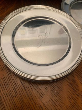 F.  B.  Rogers Set Of 6 Letter H Silver Plates 6 Inch Bread Plates