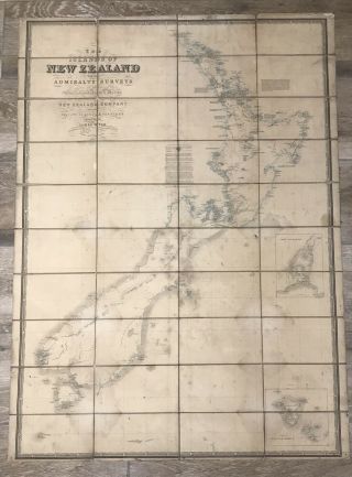 1841 Zealand Admiraly Surveys James Wyld London Linen Cloth Backed Map