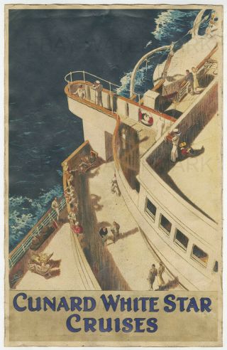 1936 Cunard White Star Cruises Vintage Advertising Poster 11 X 17 Titanic