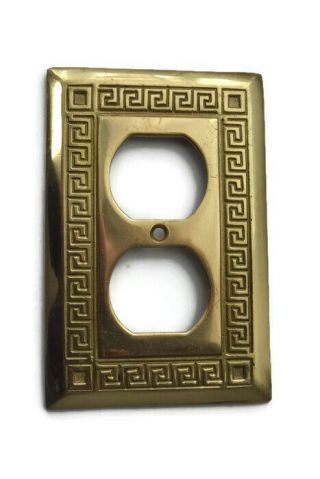 Vintage Cast Solid Brass Greek Key Design Outlet Cover