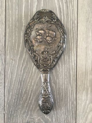 Antique Sterling Silver 925 Henry Matthews Hand Mirror With Cherubs Bham 1902