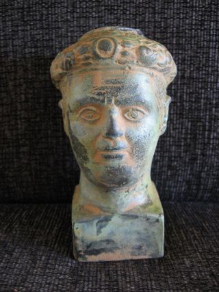 Head Of Emperor Galerius Valerius Ancient Roman Bronze Balsamarium 3 Ct.  Ad