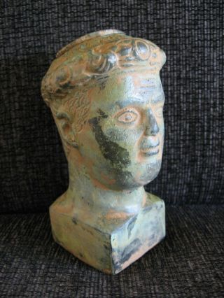 HEAD OF EMPEROR GALERIUS VALERIUS ANCIENT ROMAN BRONZE BALSAMARIUM 3 ct.  AD 3