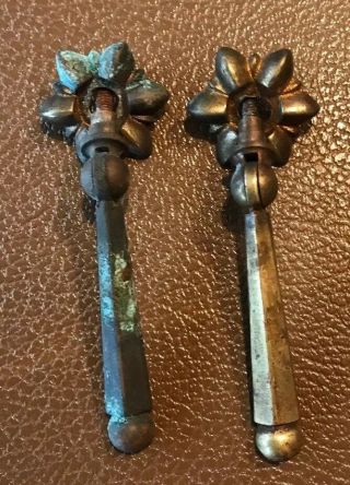 2 Antique Brass Tear Drop Style Drawer Pull Knobs