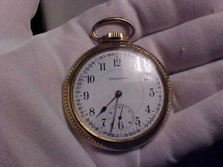 16 Size,  21 Jewels,  Burlington Pocket Watch,  Keystone Golden Color Case